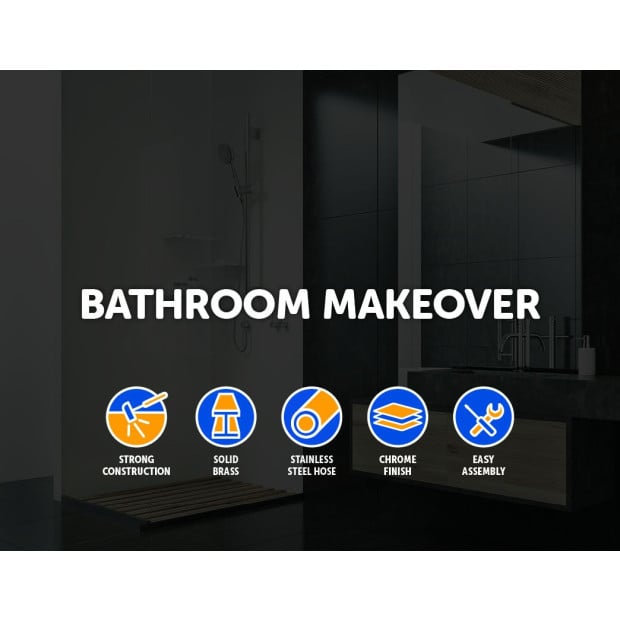 8 Rain Shower Head Set Square Dual Heads Faucet High Pressure Chrome Image 2