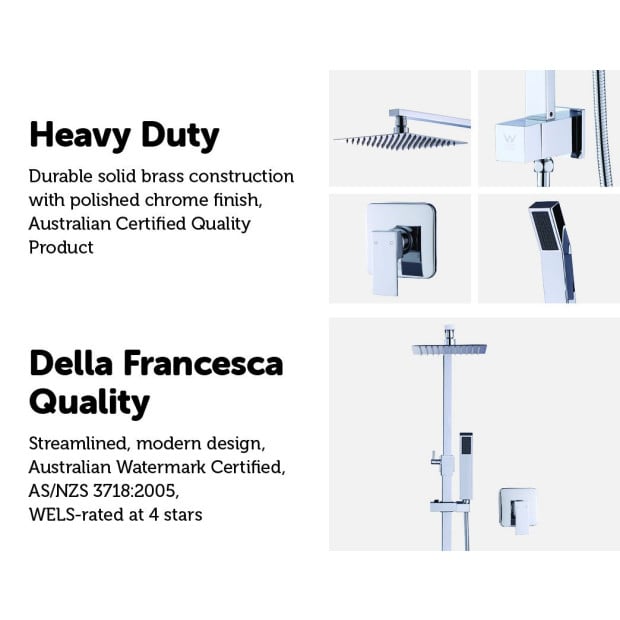 8 Rain Shower Head Set Square Dual Heads Faucet High Pressure Chrome Image 3