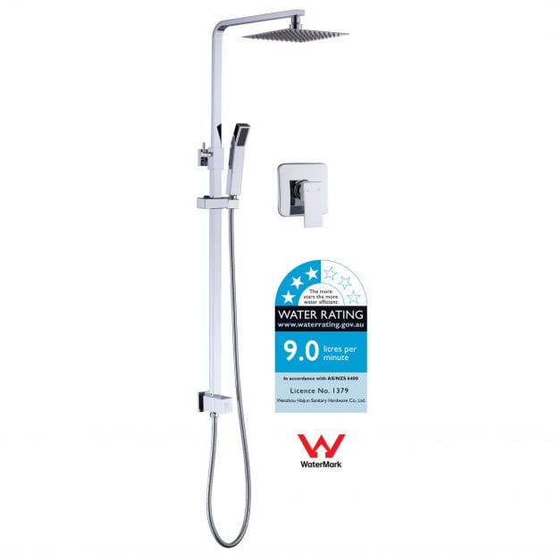 8 Rain Shower Head Set Square Dual Heads Faucet High Pressure Chrome Image 4