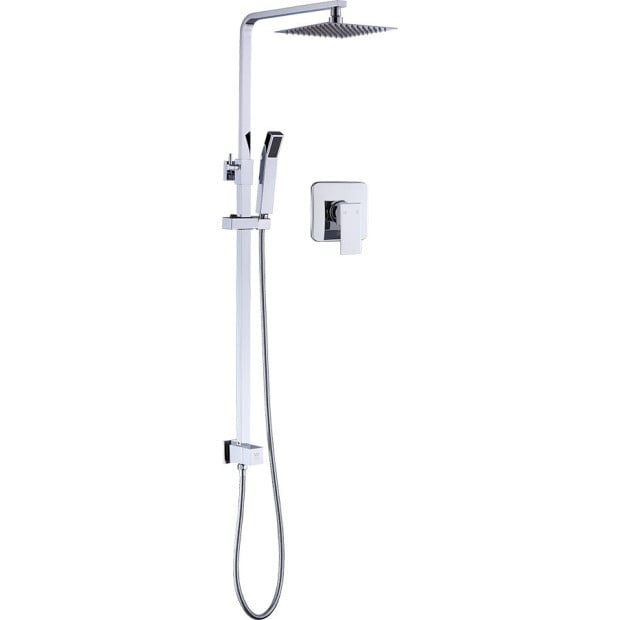 8 Rain Shower Head Set Square Dual Heads Faucet High Pressure Chrome Image 5