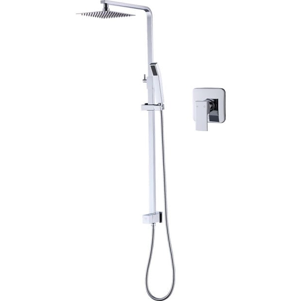 8 Rain Shower Head Set Square Dual Heads Faucet High Pressure Chrome Image 6