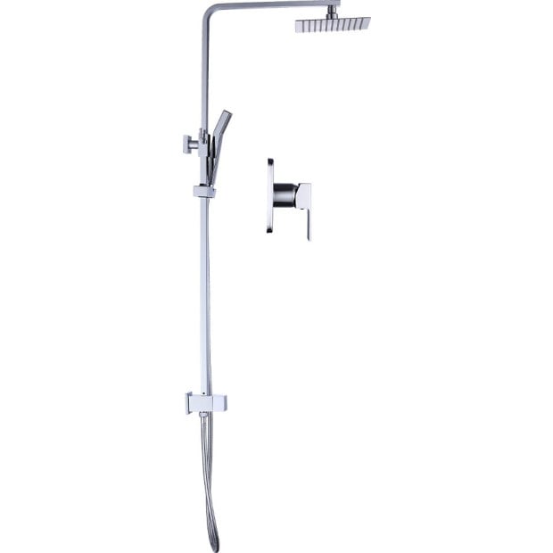 8 Rain Shower Head Set Square Dual Heads Faucet High Pressure Chrome Image 7