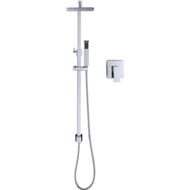 8 Rain Shower Head Set Square Dual Heads Faucet High Pressure Chrome Image 8