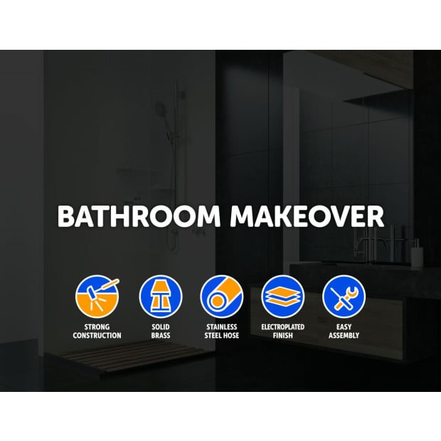 8 Rain Shower Head Set Square Dual Heads Faucet High Pressure Matte Black Image 2