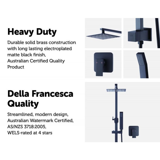 8 Rain Shower Head Set Square Dual Heads Faucet High Pressure Matte Black Image 3