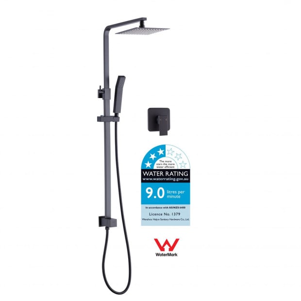 8 Rain Shower Head Set Square Dual Heads Faucet High Pressure Matte Black Image 4
