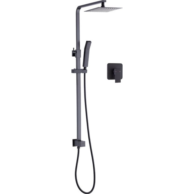8 Rain Shower Head Set Square Dual Heads Faucet High Pressure Matte Black Image 5