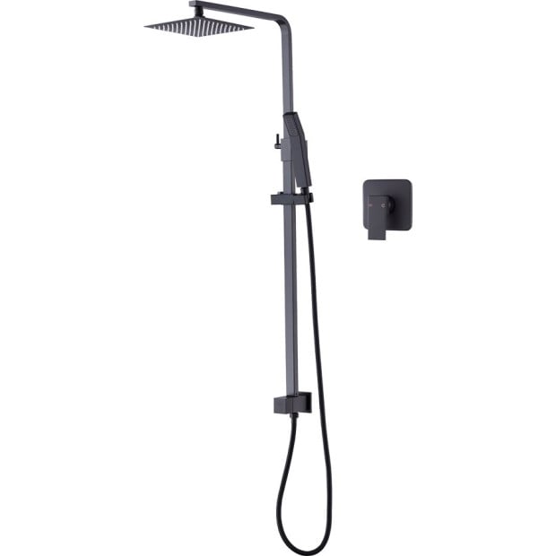 8 Rain Shower Head Set Square Dual Heads Faucet High Pressure Matte Black Image 6