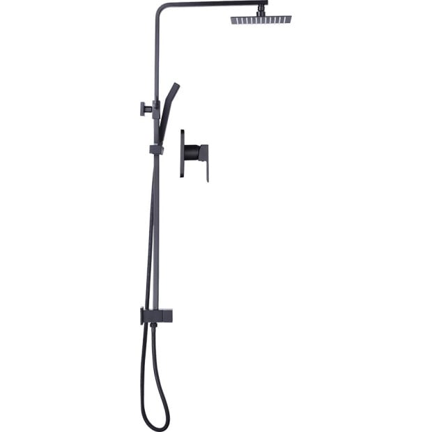 8 Rain Shower Head Set Square Dual Heads Faucet High Pressure Matte Black Image 7