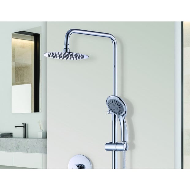 8 Rain Shower Head Set Rounded Dual Heads High Pressure Hand Held