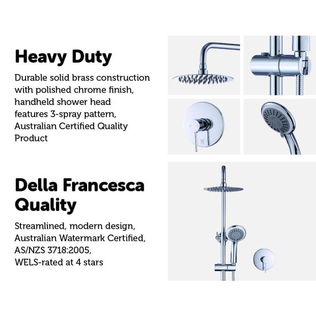 Wels 8 Rain Shower Head Set Rounded Dual Heads Faucet High Pressure With Mixer Image 3