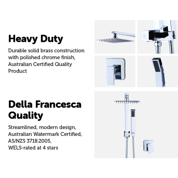 Wels 8 Rain Shower Head Square Dual Heads Faucet High Pressure With Mixer Image 3