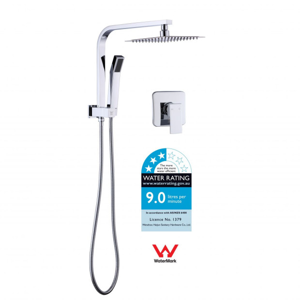 Wels 8 Rain Shower Head Square Dual Heads Faucet High Pressure With Mixer Image 4