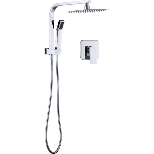 Wels 8 Rain Shower Head Square Dual Heads Faucet High Pressure With Mixer Image 5
