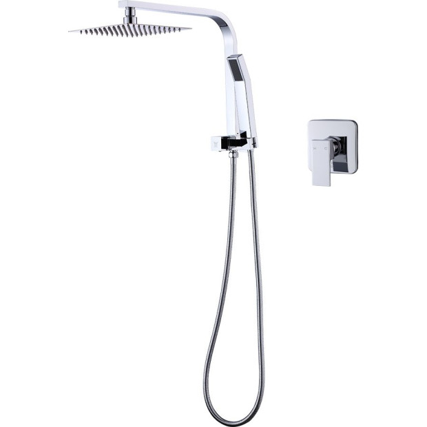 Wels 8 Rain Shower Head Square Dual Heads Faucet High Pressure With Mixer Image 6