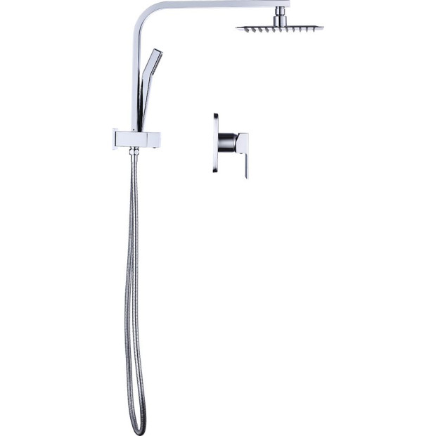 Wels 8 Rain Shower Head Square Dual Heads Faucet High Pressure With Mixer Image 7