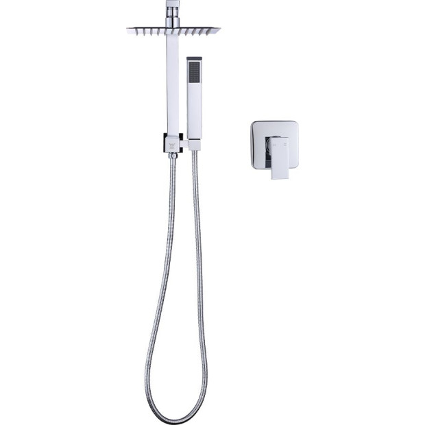 Wels 8 Rain Shower Head Square Dual Heads Faucet High Pressure With Mixer Image 8