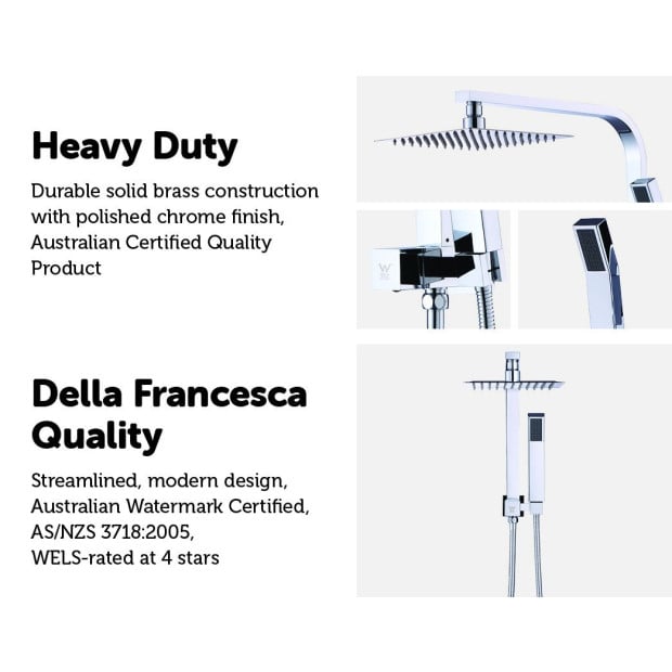 Wels 8 Rain Shower Head Square Dual Heads Faucet High Pressure Hand Held Image 3