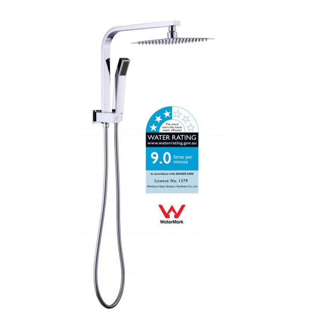 Wels 8 Rain Shower Head Square Dual Heads Faucet High Pressure Hand Held Image 4