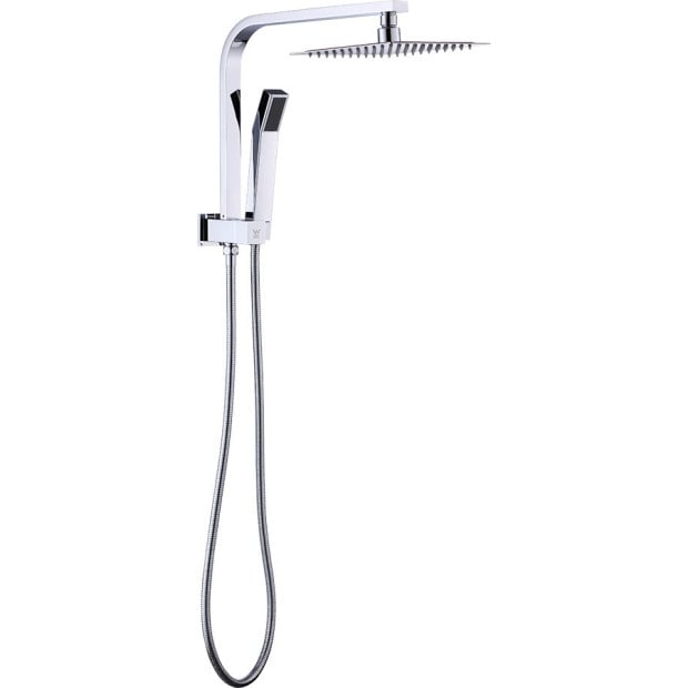 Wels 8 Rain Shower Head Square Dual Heads Faucet High Pressure Hand Held Image 5