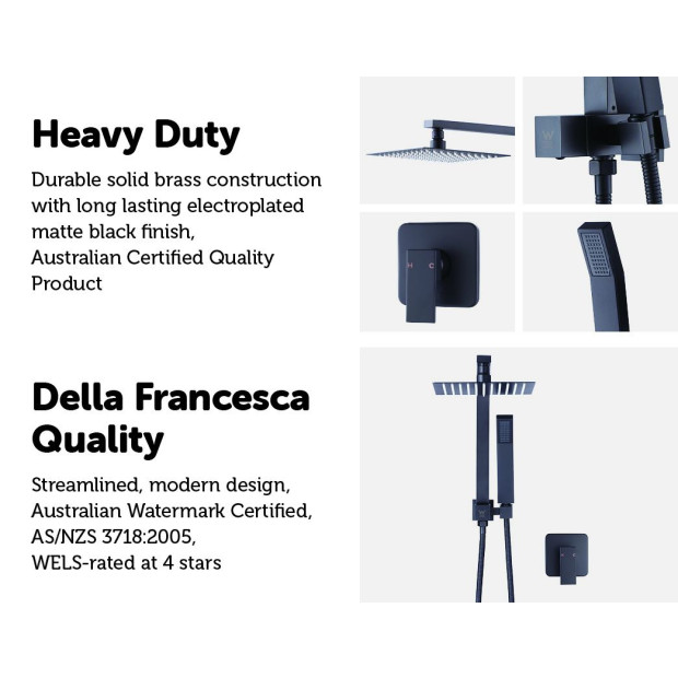 Wels 8 Rain Shower Head Set Square Dual Heads Faucet w/ Mixer Image 3