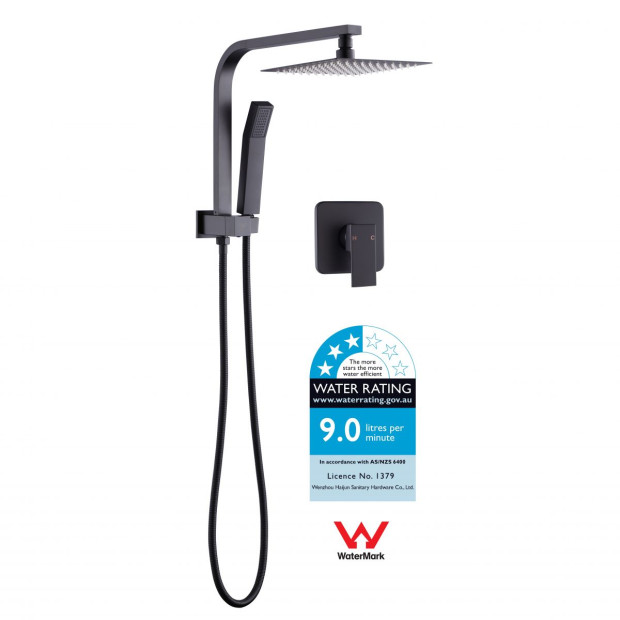 Wels 8 Rain Shower Head Set Square Dual Heads Faucet w/ Mixer Image 4