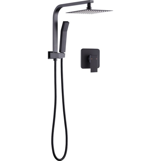 Wels 8 Rain Shower Head Set Square Dual Heads Faucet w/ Mixer Image 5