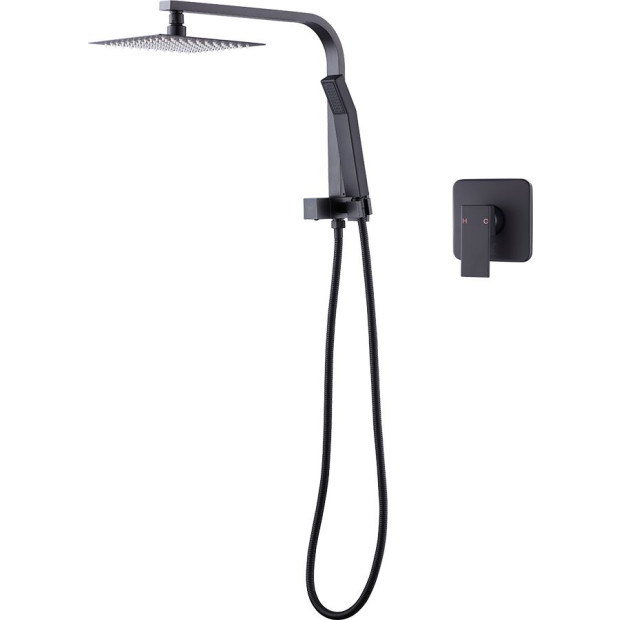Wels 8 Rain Shower Head Set Square Dual Heads Faucet w/ Mixer Image 6