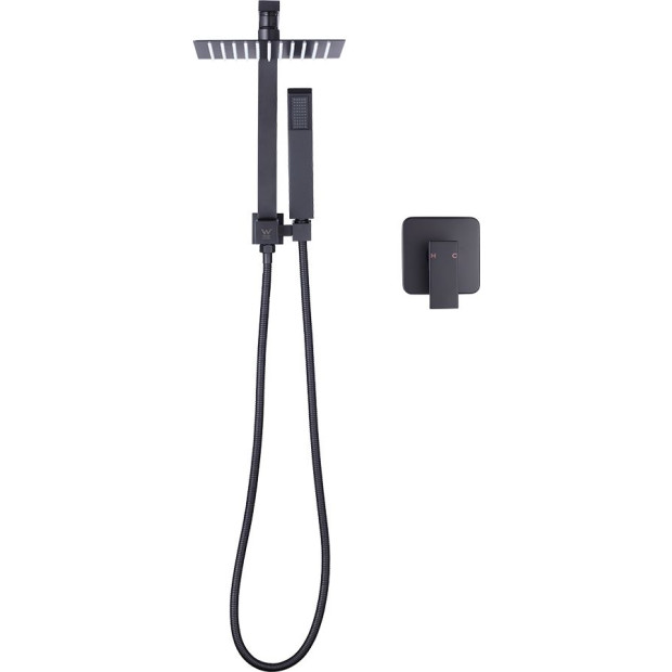 Wels 8 Rain Shower Head Set Square Dual Heads Faucet w/ Mixer Image 7