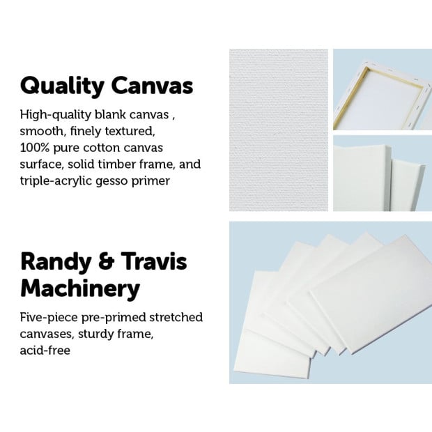 5 Pack Of 20x30cm Artist Blank Stretched Canvas White Oil Acrylic Wood Image 3