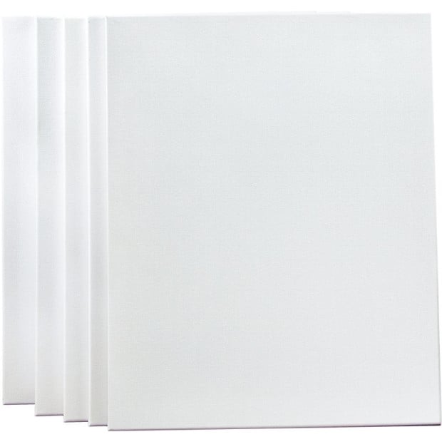 5 Pack Of 50x60cm Artist Blank Stretched Canvas White Acrylic Wood Image 4