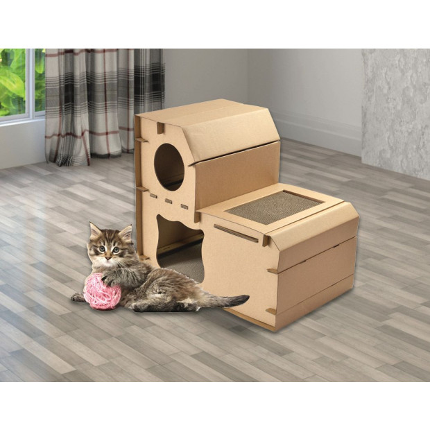 Cat Cardboard House Tree Tower Condo Scratcher Pet Furniture