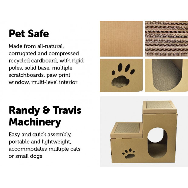 Cat Cardboard House Tree Tower Condo Scratcher  Pad Mat Furniture Image 3