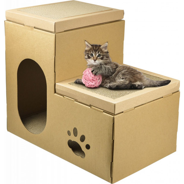 Cat Cardboard House Tree Tower Condo Scratcher  Pad Mat Furniture Image 4