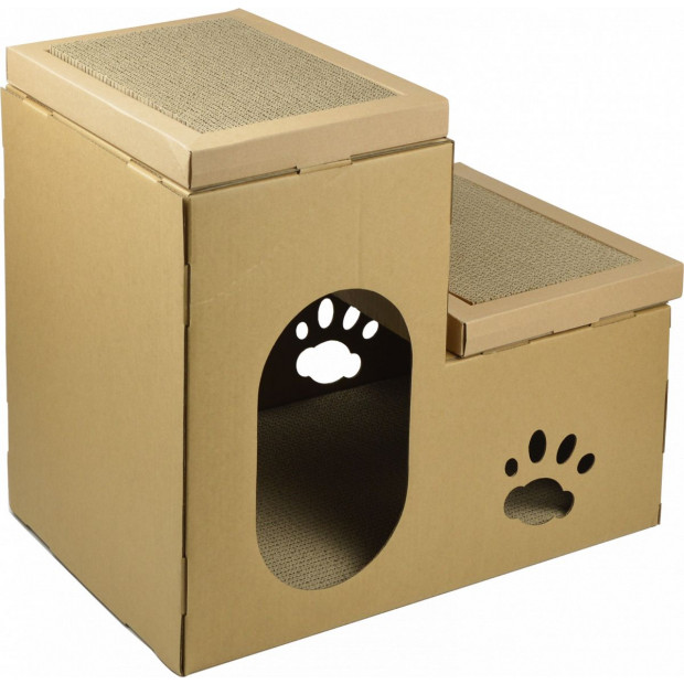 Cat Cardboard House Tree Tower Condo Scratcher  Pad Mat Furniture Image 5