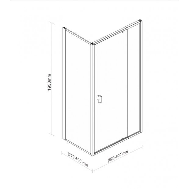 Semi Frameless Shower Screen (98~106)x 195cm & (77~80)x 195cm Side Image 7