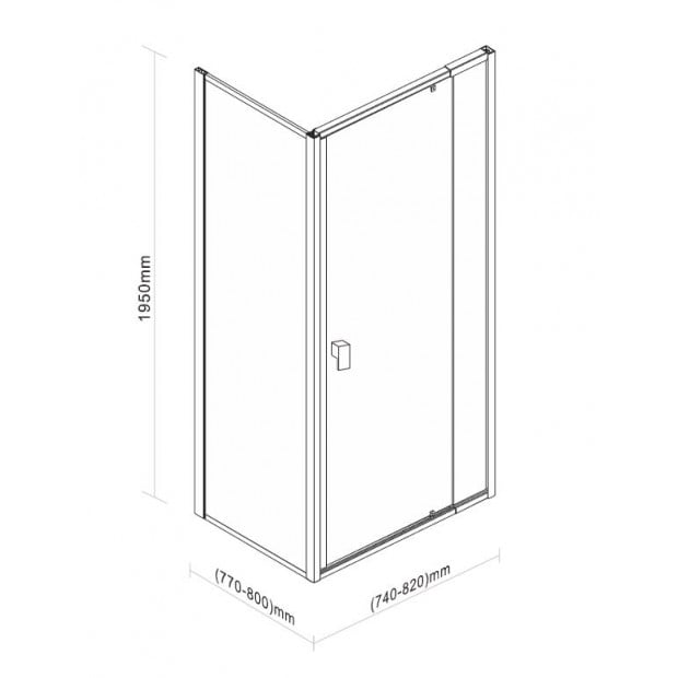 Semi Frameless Shower Screen (74~82)x 195cm & (77~80)x 195cm Side Image 7