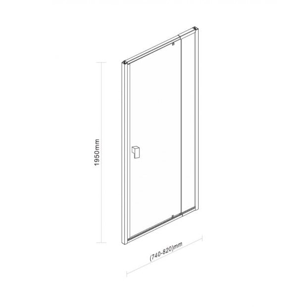 Adjustable Semi Frameless Shower Screen (74~82) X 195cm Safety Glass Image 5