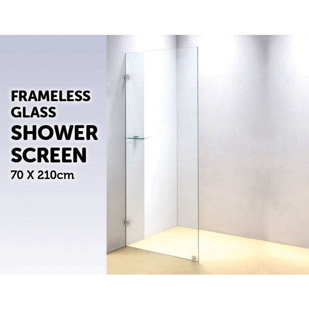 700 X 2100mm Frameless 10mm Safety Glass Shower Screen Image 4