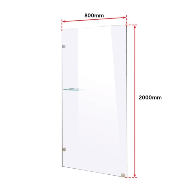 800 X 2000mm Frameless 10mm Safety Glass Shower Screen Image 6