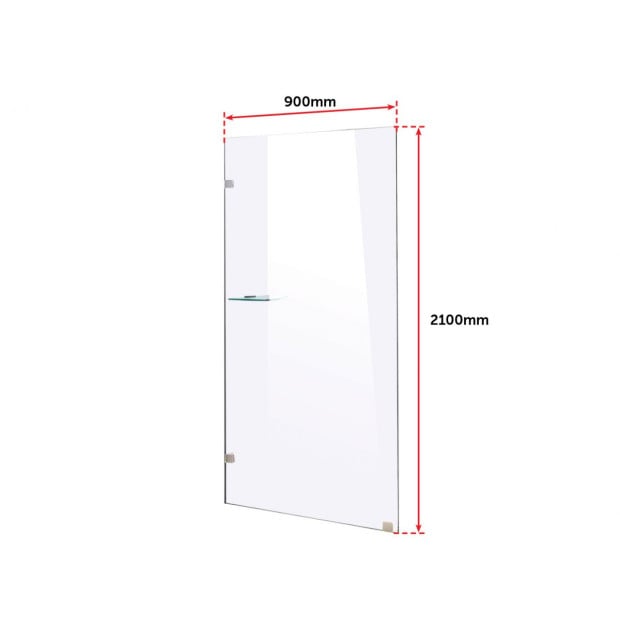 900 X 2100mm Frameless 10mm Glass Shower Screen Chrome Image 5