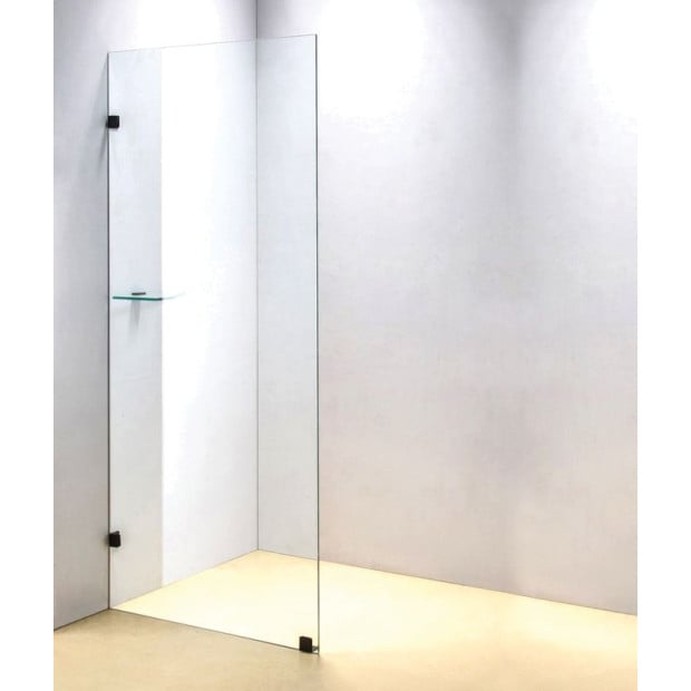900 X 2000mm Frameless 10mm Glass Shower Screen - Black