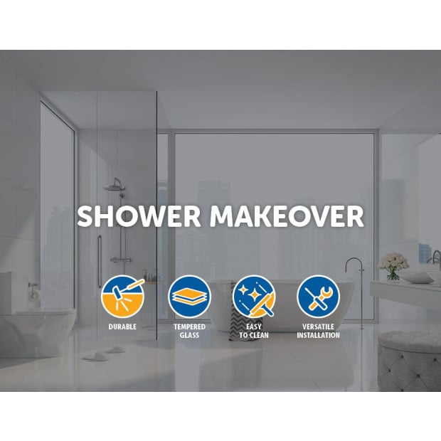 900 X 2000mm Frameless 10mm Glass Shower Screen - Black Image 2