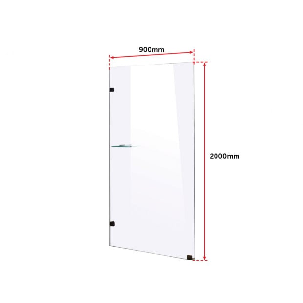 900 X 2000mm Frameless 10mm Glass Shower Screen - Black Image 5