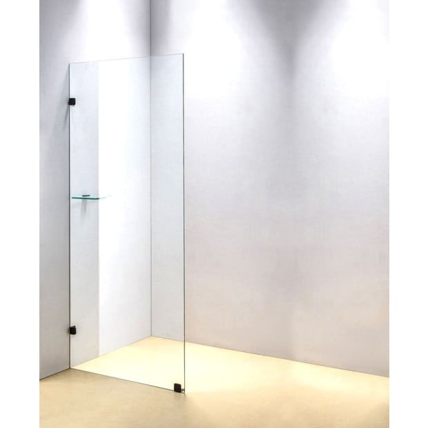 900 X 2100mm Frameless 10mm Glass Shower Screen Black