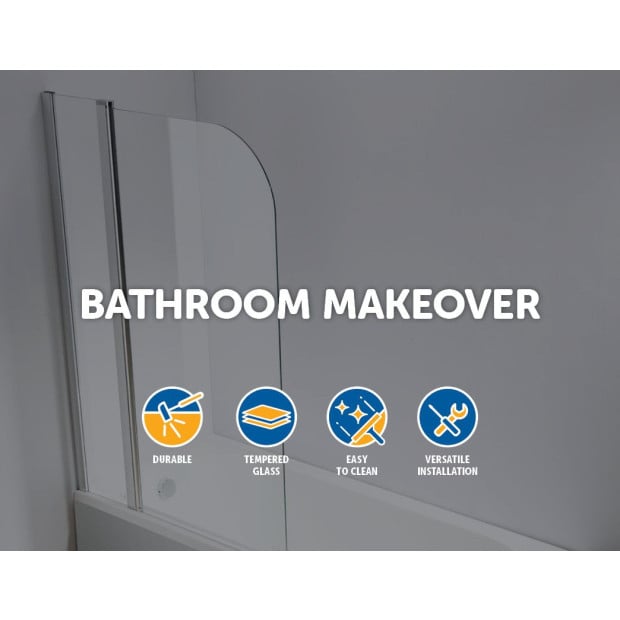 180deg Pivot Door 6mm Glass Bath Shower Screen 1000x1400mm Image 2