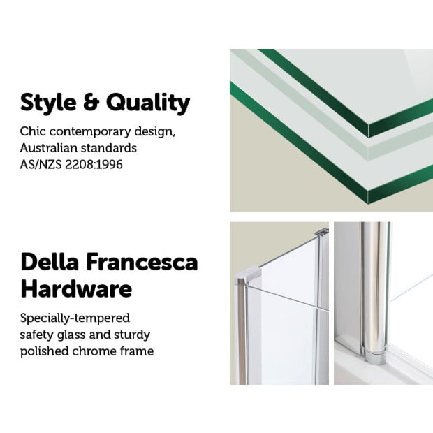 180deg Pivot Door 6mm Glass Bath Shower Screen 1000x1400mm Image 3