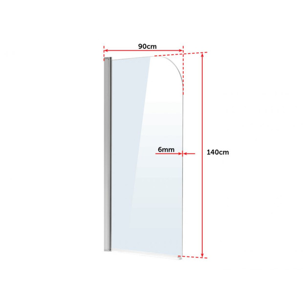 180deg Pivot Door 6mm Safety Glass Bath Shower Screen 900x1400mm Image 7