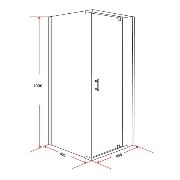 Shower Screen 900x800x1900mm Framed Safety Glass Pivot Door Image 5