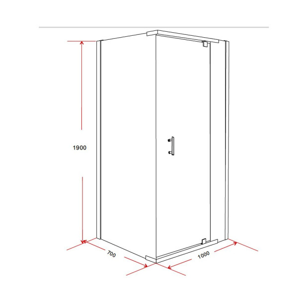 Shower Screen 1000x700x1900mm Framed Glass Pivot Door Image 5